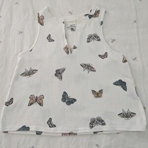 Gilly Hicks two-piece stretchy summer butterfly shirt and short pajama set